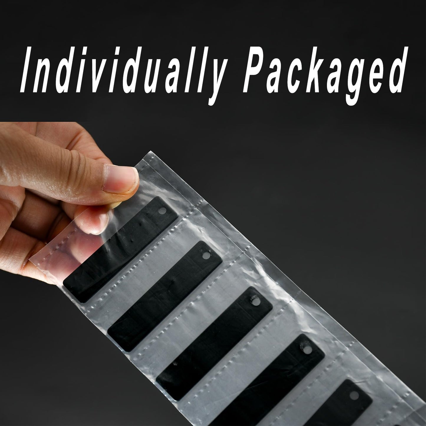 ABBECIAO Engravable Metal Keychain Blanks for Laser Engraving, 2" x 1/2" Anodized Aluminum Rectangle Stamping Blanks with One Hole, 14ga. Thick, Pack of 25 (Black)