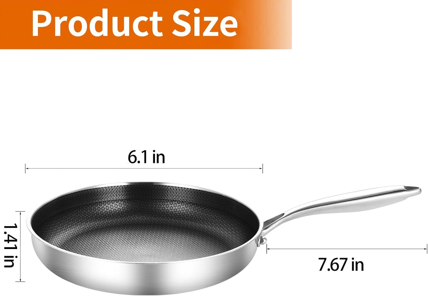 DELARLO 6-Inch Whole Body Tri-Ply Stainless Steel Mini Frying Pan, Oven Safe Induction Skillet, Detachable Handle