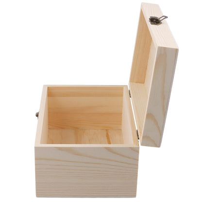 FUNSUEI 4 PCS 7.9 x 5.1 x 3.9 Inch Wooden Box with Hinged Lid, Unfinished Wood Box, Wooden Boxes for Crafts for Jewelry, DIY Craft, Storage, Gift
