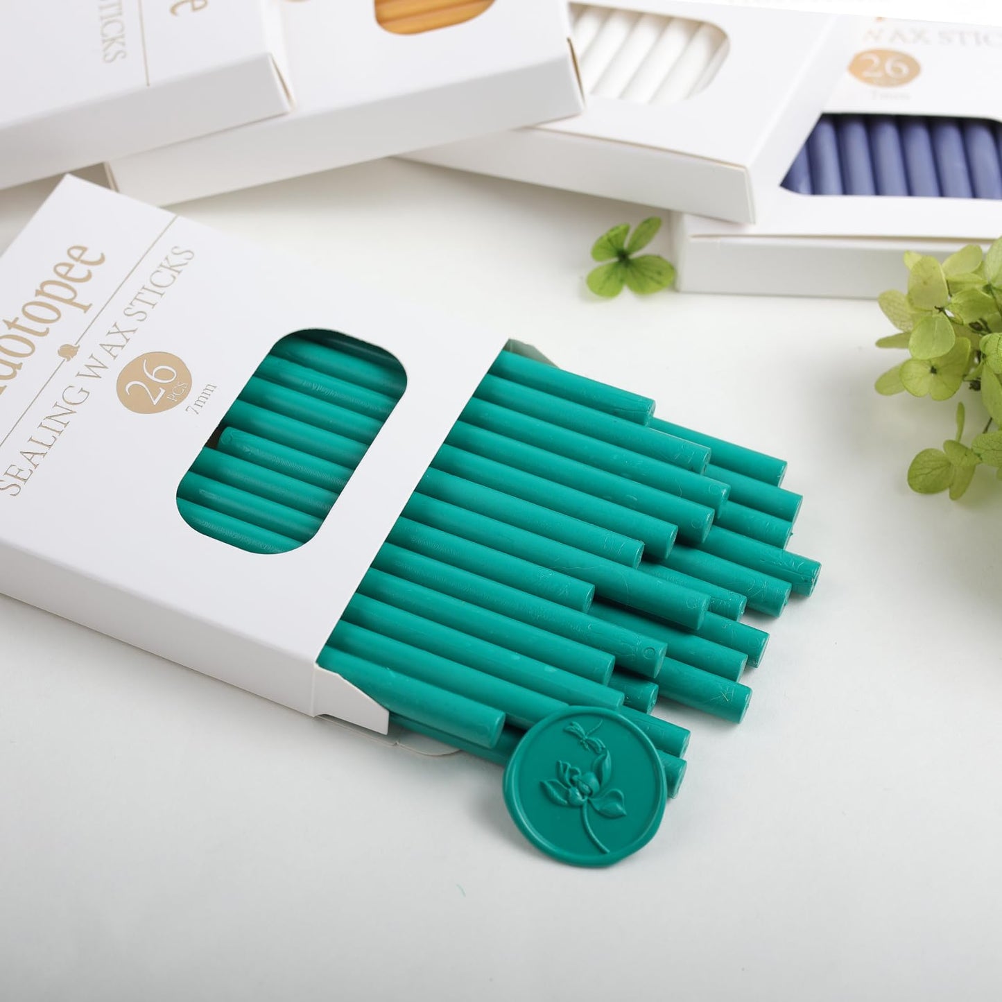 Turquoise Wax Seal Sticks 26pcs, Andotopee Teal Glue Gun Wax Seal Sticks Mini for Wax Seal Stamp, Premium Green Sealing Wax for Envelope Letter Seal Wedding Invation Craft Adhesive, Great Gift Ideas