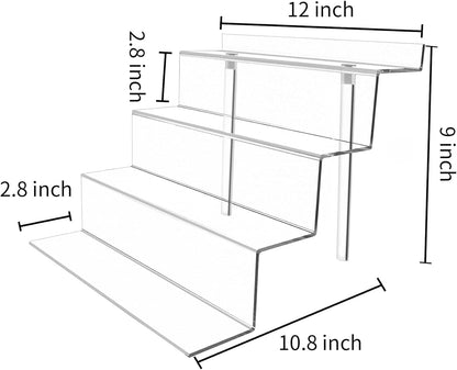 Gonice 2 Pack 4 Tier Acrylic Display Riser, Clear Display Stand for Amiibo Funko POP Figures and Perfume, Display Riser for Graduation Party, Birthday Party