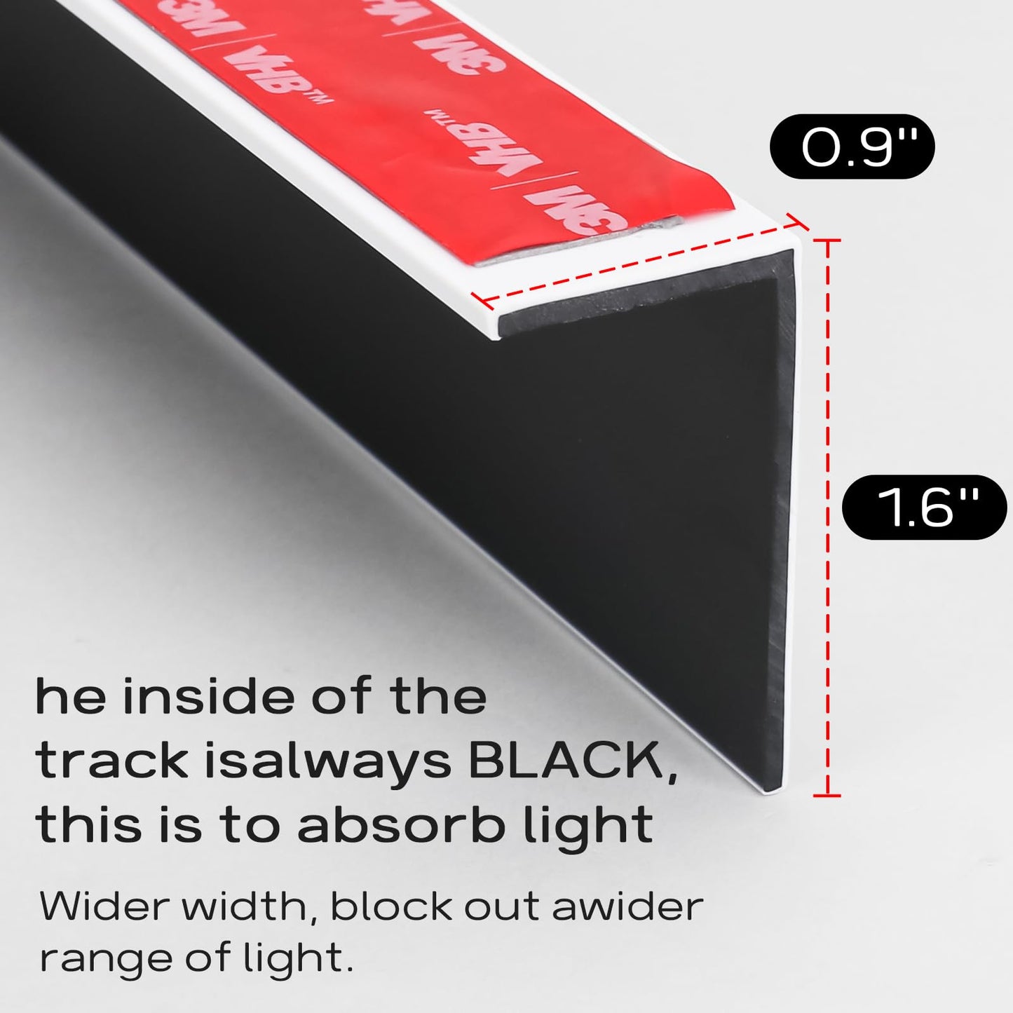 WINSMAR 100% Blackout PVC Light Blocking Strip for Window Shades and Blinds Both Sides Tracks for Blackout Shades Easy to Install for BedroomGreat for Bedroom Nursery (L-Shaped White-2pcs, 58.5")