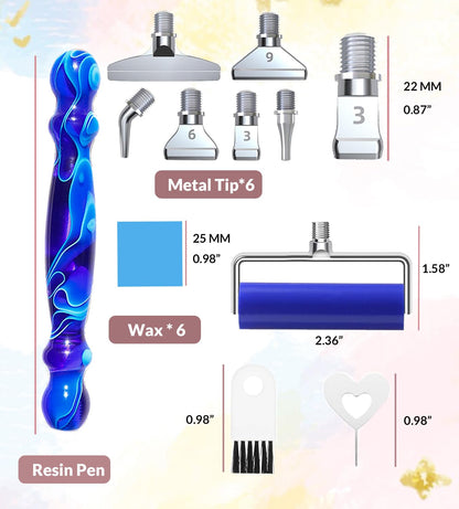 Hailivike 17PCS Threaded Diamond Art Tools, Upgraded Stainless Steel Tips Diamond Painting Pen No Loosen, Blue Set