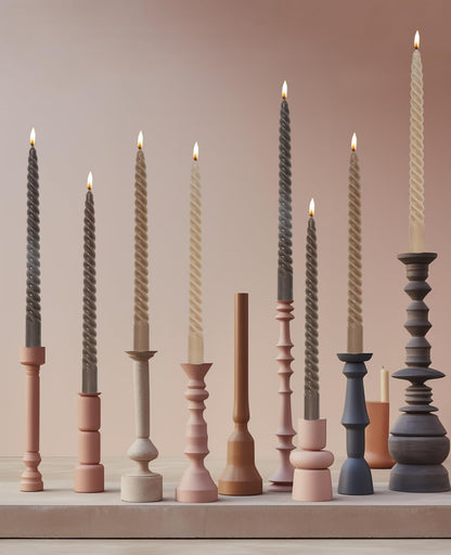 LPUSA Ivory Tall Taper Candles Spiral Candle Sticks,Unscented Pastel Candle for Holiday,Wedding and Home Decoration,10inch,12 Pack(E-Ivory)