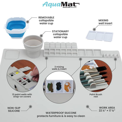 Creative Mark AquaMat Extra Large 23 3/8" x 21 3/8" Non-Slip Silicone Mat for Arts and Crafts, Workspace for Painting, Crafting, Epoxy, Resin, Clay, Craft Table Protector and Office Table Mat
