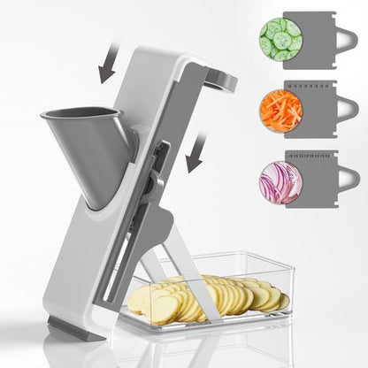 Eletronova Mandoline Slicer - Versatile Kitchen Vegetable Cutter | Grey (White & Green)