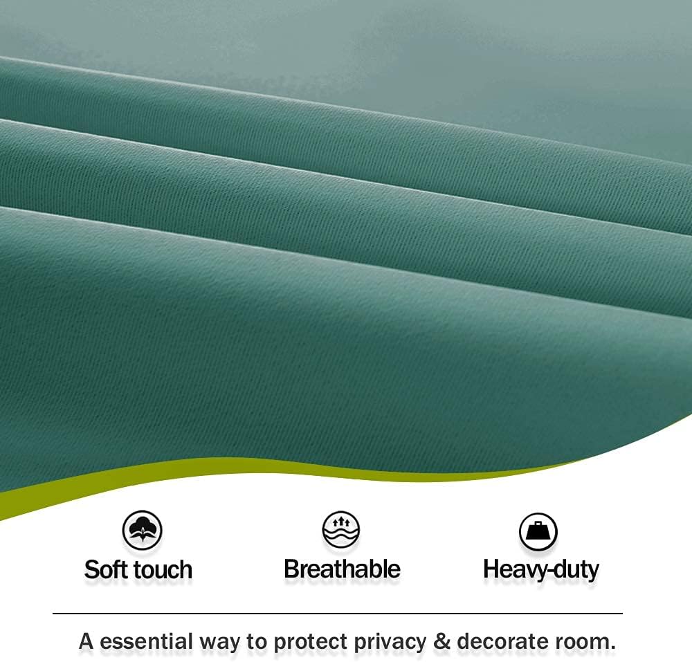 PONY DANCE Sidelight Door Curtain, Rod Pocket Blackout Panels for Sliding Glass French Door, 25 W x 72 L, Sea Teal