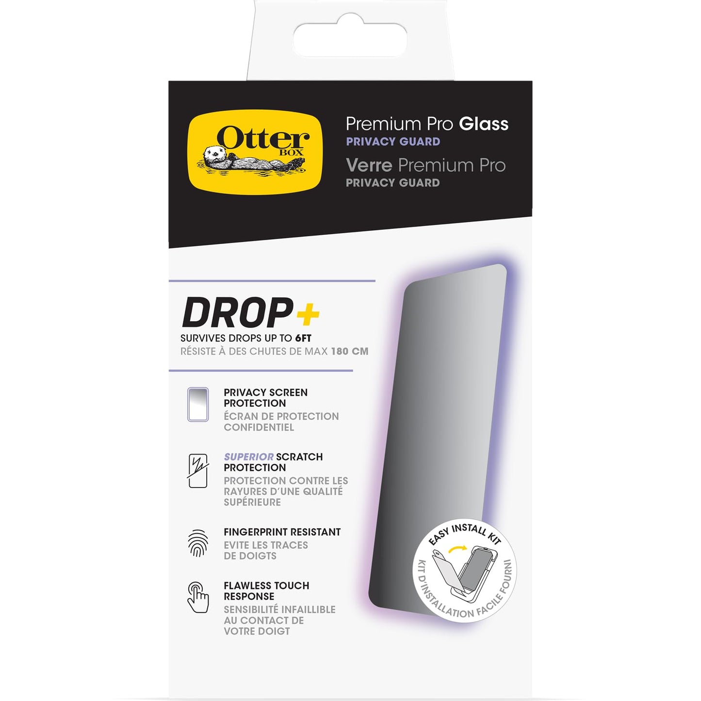 OtterBox iPhone 15 Plus Glass Screen Protector, Flawless Touch Response, Fingerprint Resistant, Easy Installation