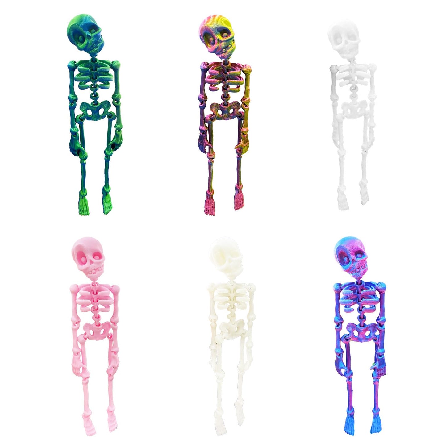Skeleton Fridge Magnet,Posable Fridge Magnets,Mini Articulated Fridge Magnets – 3D Printed Movable Skeleton Decorations for Christmas, Office, or Locker (6PCS)