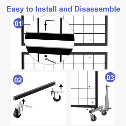 DEYEGELEA 2-Pack 2'x5.5' Ft Gridwall Panel Display Stands 2'x5.5' Ft, Heavy Duty Floor Standing Retail Display Rack with Triangle Base for Retail Art Show