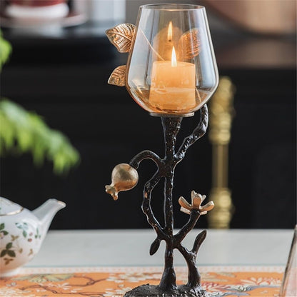YUHUAWF Candle Holderss Home Creative Candlestick Ornaments Retro Table Decoration Metal Glass Candle Holder Decorative Candlestick(Small)