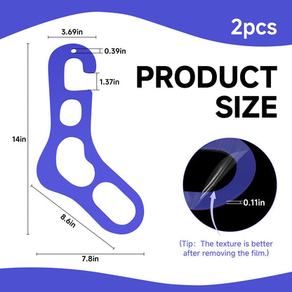 Autumnswan 2Pcs Acrylic Sock Blockers for DIY Crochet Socks, Knitting Sock Ruler Stocking Blockers for Beginners, Socking Stretchers for Handmade Sock Crafting（Blue）