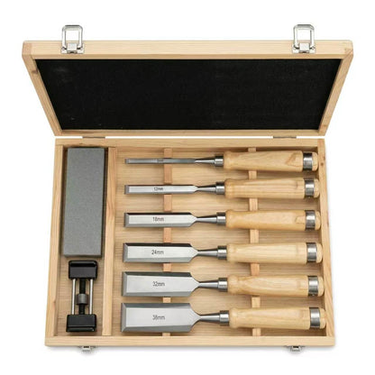 Pansente 8 Pieces Wood Carving Kit, 1/4"~1.5" Chisel Set, Includes a Storage Box and Whetstone Set, Specifically Designed for Craftsmen, Carpenters, and Artisans.