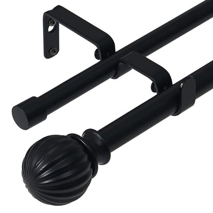NICETOWN Adjustable Curtain Rods 2-Pack 48-86 Inch, Matte Black Copper Rods with Decorative Finials for Windows, Heavy Duty Window Drapery Poles for Indoor Outdoor Patio Bedroom