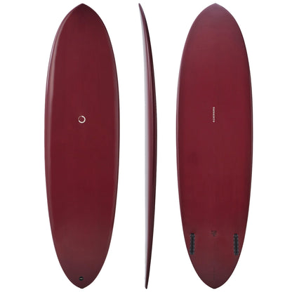 nanazero Wood Skin Surfboard Mid Length MID04 Twin 6'6" Wine Red, Durable and Light-Weight Structure