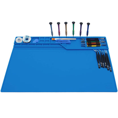 Hengtianmei Heat Insulation Silicone Repair Mat with Scale Ruler and Screw Position for Soldering Iron, Phone and Computer Repair Size: 22 x 14 Inches (H-203)