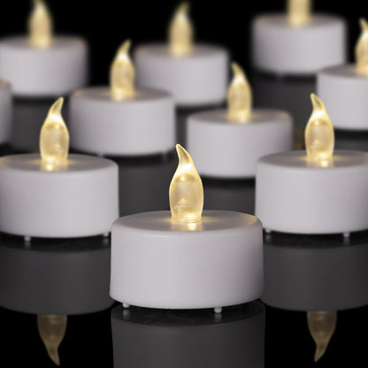 PUNPUBA LED Tea Lights Candles- 100Pack Flameless Candles Realistic and Bright Flickering Long Lasting 200Hours for Holiday Celebration,Party, Home Decoration WarmWhite,Battery Operated