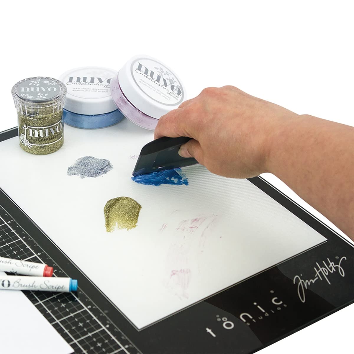 Tonic Studios Replacement Palette for Glass Cutting Mat - 7.5x11 Inch Non-Stick Overlay for Mixing Paints, Inks, and Stamping - Removable and Easy to Clean