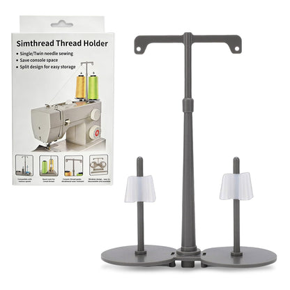 Simthread Universal Sewing Machine Thread Holder, Dual Spool Stand for Embroidery, Quilting and Sewing, Thread Spool Holder Accessory for Machines with Bobbin Winding Interface, Gray