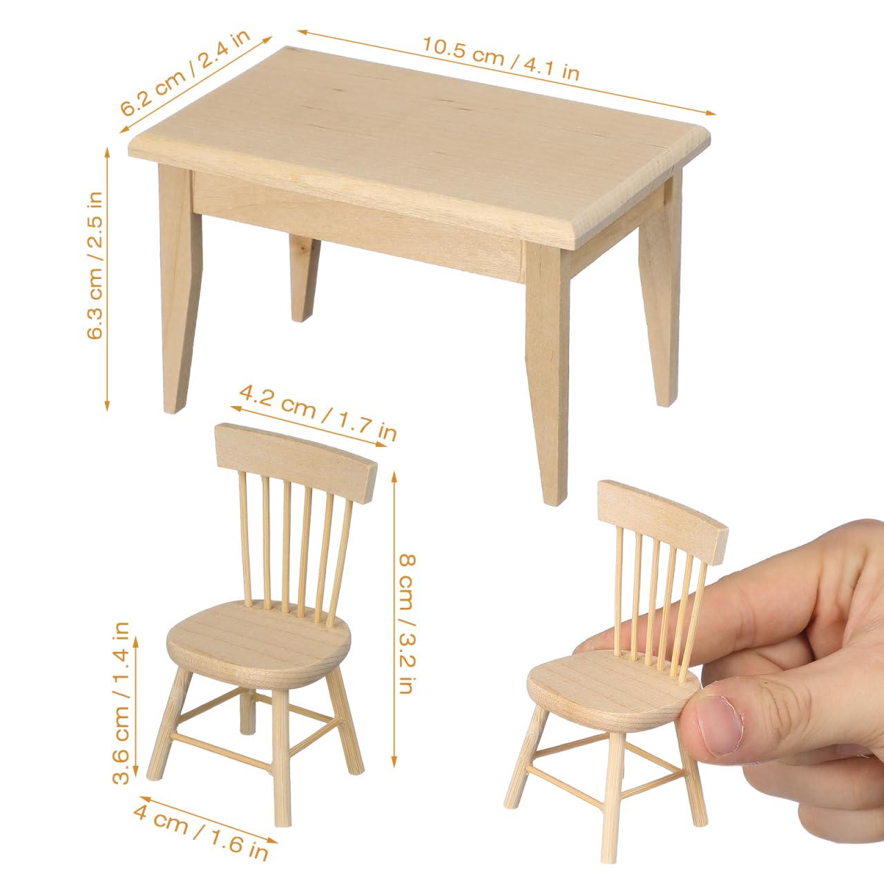 Toddmomy 1 Set Doll Furniture Miniature Furniture Decorative 1/12 Scale Miniature Table Chair Set for Dollhouse Kitchen Food Decoration Accessories (As Shown B)