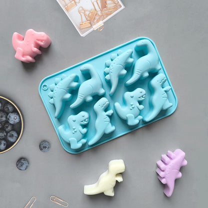 3 Packs Dinosaur Silicone Molds 8 Cavity 3D Dinosaur Baking Mould Cute Animal Themed Chocolate Mold for Cake Topper Candy Dessert Cookies Handmade Soap Craft DIY