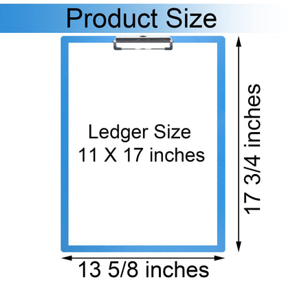 Acocony 11x17 Clipboard Landscape Super Tough Extra Large Clipboard Low Profile Clip Not Fragile 11 x 17 Clipping Board PP Plastic Blue Pack of 1