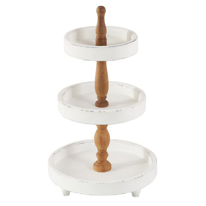 Deco 79 Wood 3 Tiered Tiered Server, 15" x 15" x 24", White