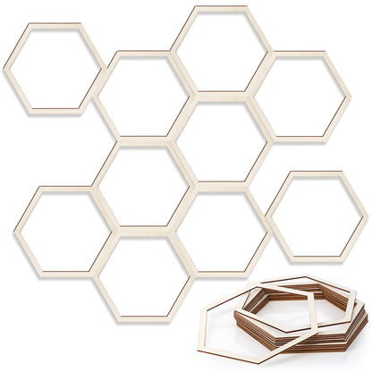 Gerrii 12 Pcs 8.2 Inch Honeycomb Decorations Unfinished Wooden Hexagon Wall Decor Hexagon Wall Stickers Decorative Wood Honeycomb Beehive Sign for Baby Shower Honeybee DIY Birthday Party Decor