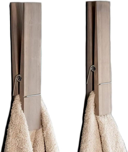 12 (2 Giant Clothespin Bathroom Towel Holder | Huge Clothes pin | Farmhouse Bathroom dcor | Laundry Room or Nursery