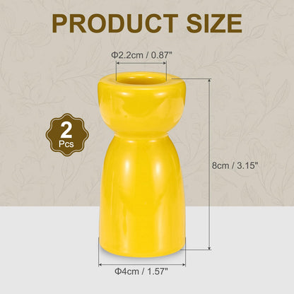 uxcell 2 Pack Candlestick Holder Bright Yellow Ceramic Taper Candle Holder Candle Stand Holders Modern Style Decoration for Centerpiece Tabletops Anniversary