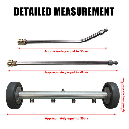 TRELVEX Dual-Purpose Undercarriage Pressure Washer Cleaner,Surface Cleaner Attachment Pressure Washer Undercarriage 16 Inch,Underbody Car Wash Water Broom with 2 Pieces ExWand,5000 PSI