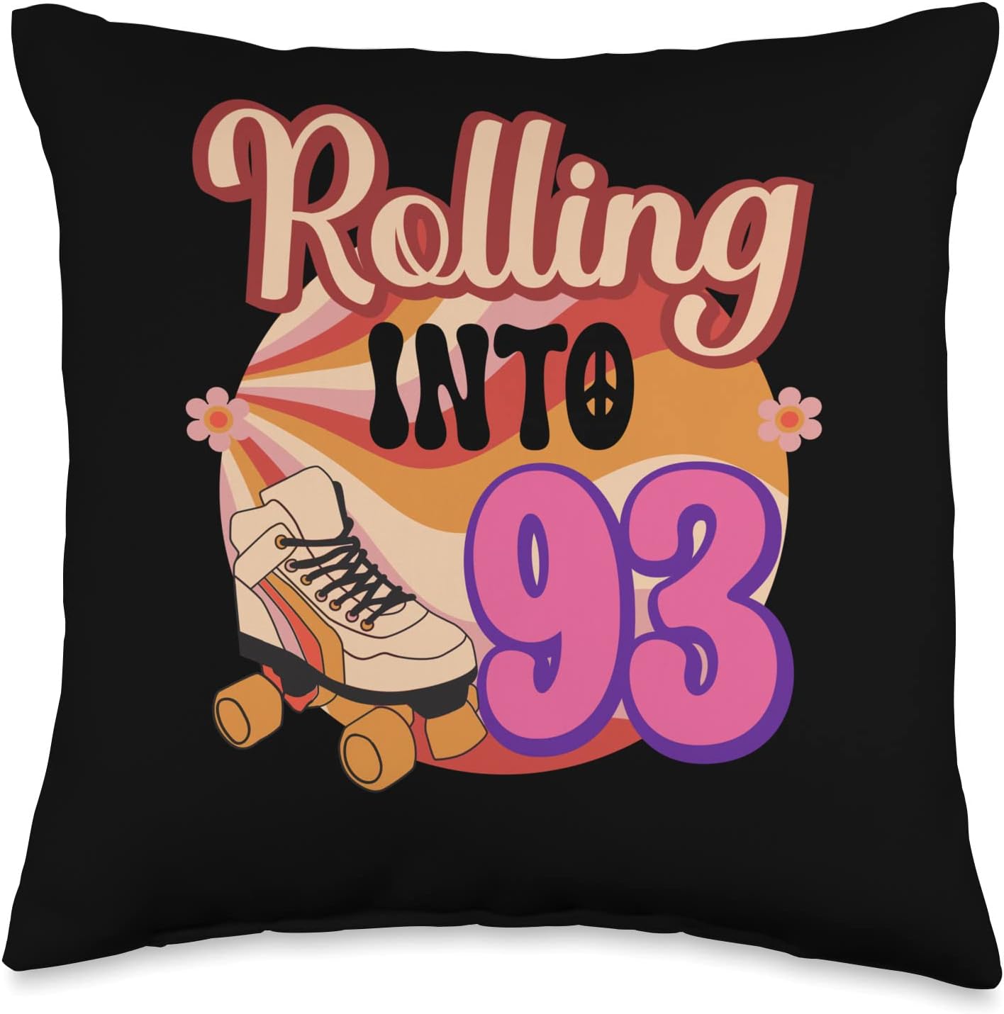 In-line Skates Towards 1933 Rolling Into 93 Throw Pillow, 16x16, Multicolor