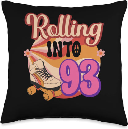 In-line Skates Towards 1933 Rolling Into 93 Throw Pillow, 16x16, Multicolor