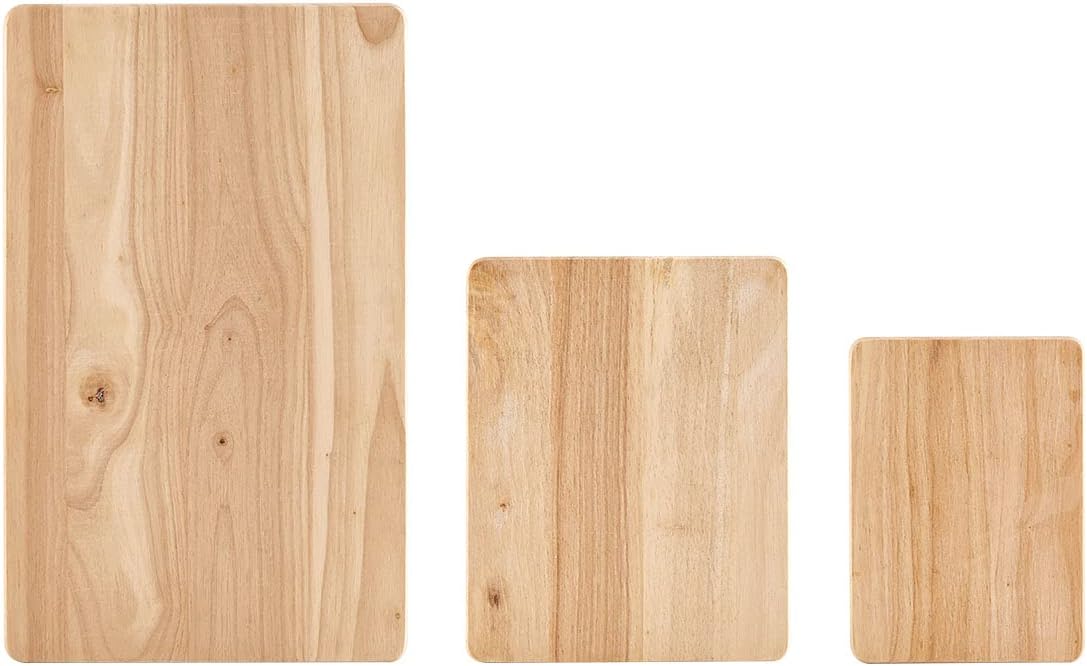Farberware Rubberwood Cutting Board Set, 3-Piece with Juice Grooved and Finger Grips