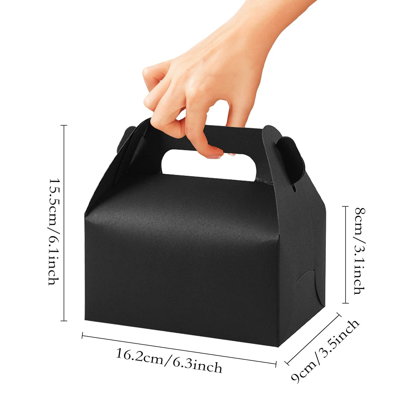 Lainrrew 30 Pcs Gable Candy Treat Boxes, Small Goodie Boxes Christmas Party Favor Boxes Kraft Paper Gift Box for Christmas Party Decorations Birthday Party Favors (Black)