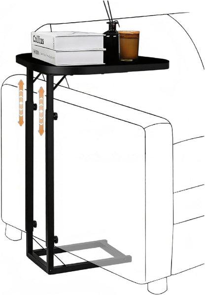 Premium Adjustable C Shaped End Table, Mini Side Tables for Couch and Sofa, Small Coffee Table with Metal Frame