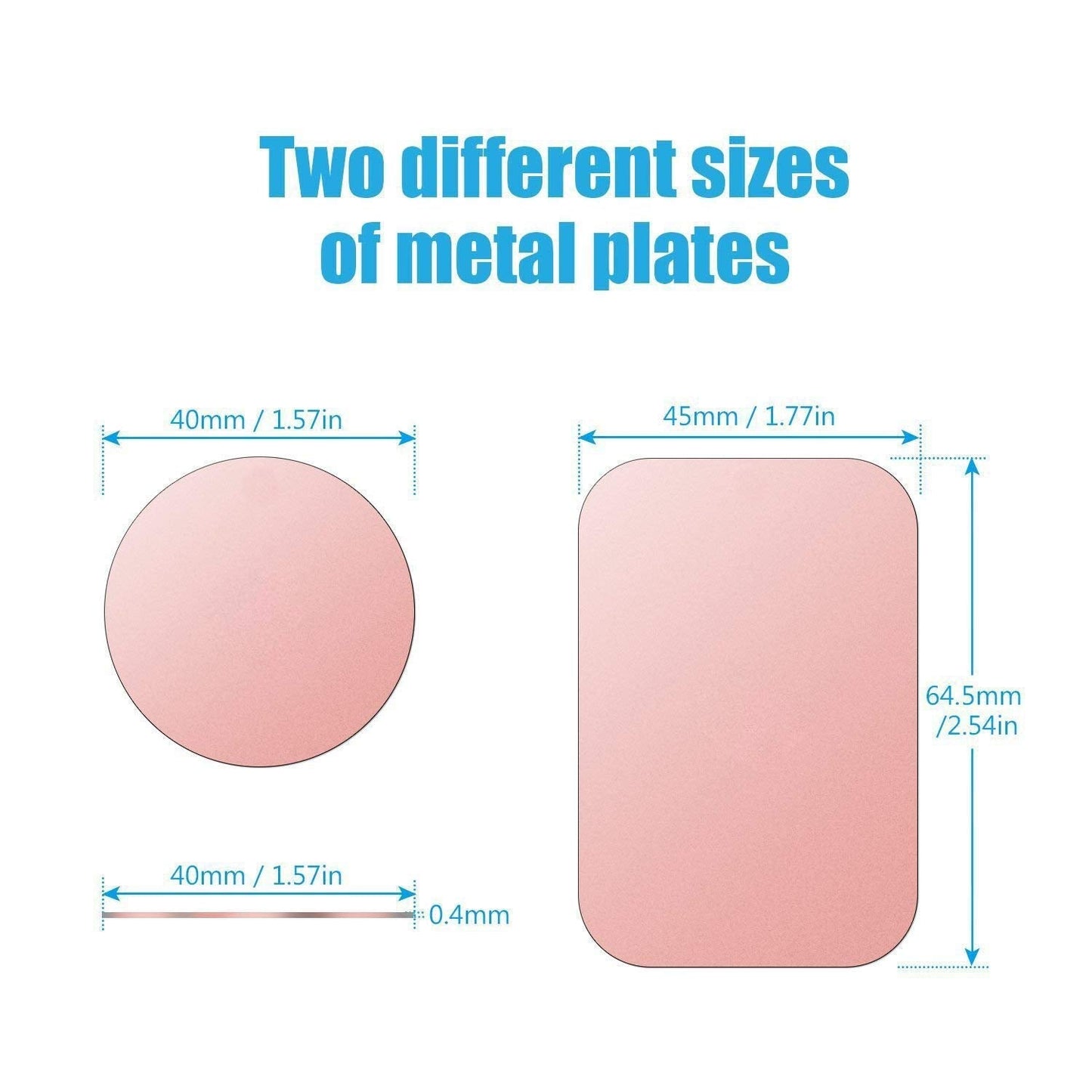Mount Metal Plate with Adhesive for Magnetic Cradle-Less Mount by WixGear - X4 Pack 2 Rectangle and 2 Round (Compatible with Magnetic mounts) (Black)
