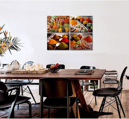 Hang,12x16inchx4Pieces HOMEOART Herbs and Spices Kitchen Wall Art Dining Room Decor Pictures Food Art Prints Framed