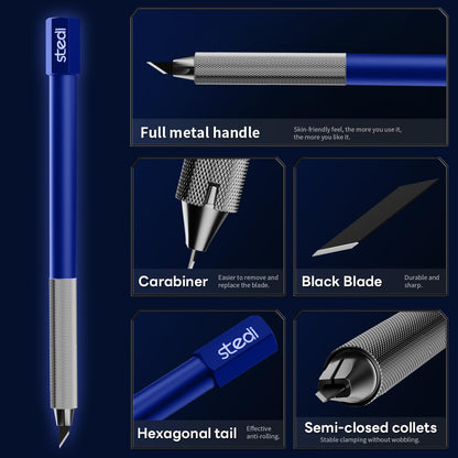 stedi Craft Hobby Knife Kit, Model Hobby Making Tools, All Metal Precision Craft Knife with 20PCS Blades for Gundam, Scale Military Model, 3D Resin Parts, Blue