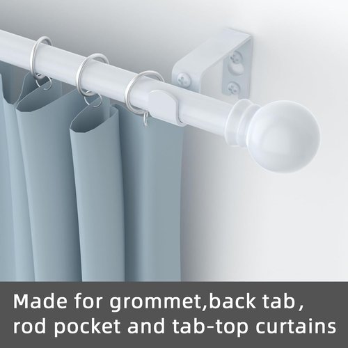 GXOACKJ Heavy Duty Metal Curtain Rod Set - 2 Pack White, 28 to 78 Inch Adjustable Size with Brackets