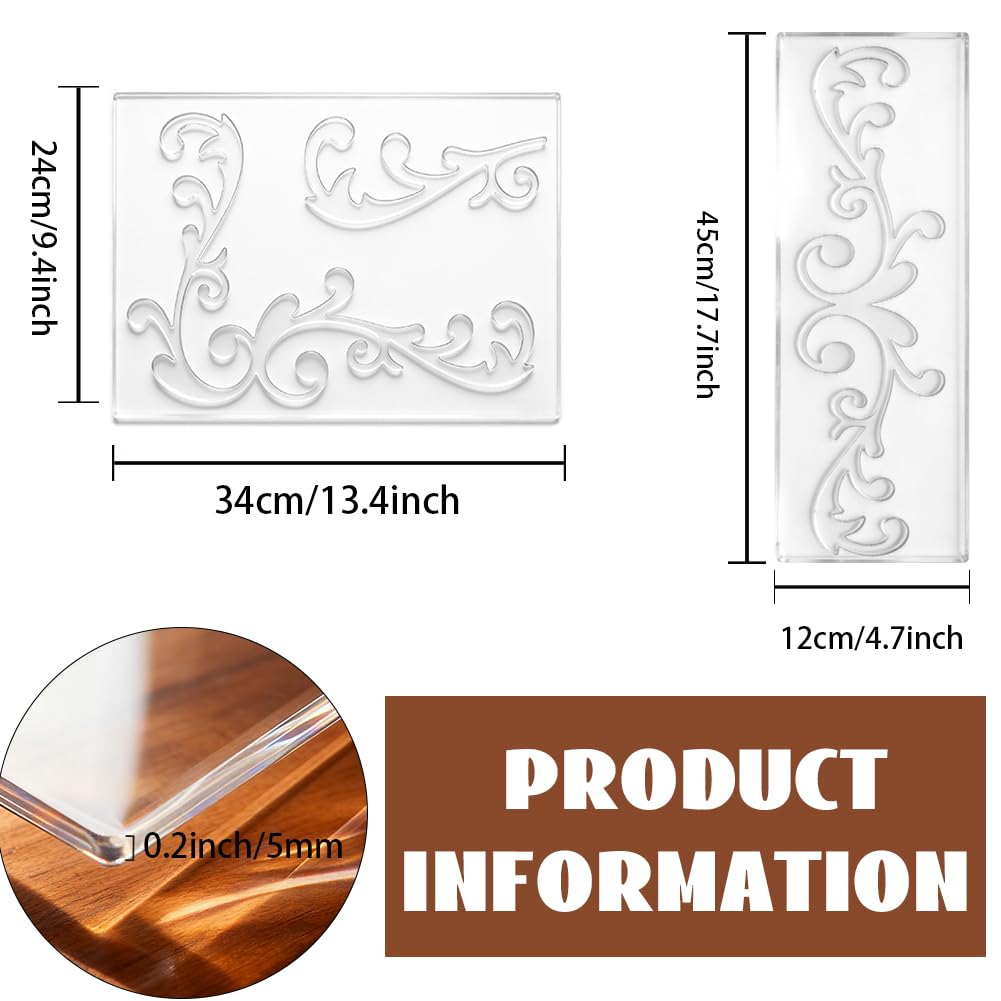 beinkmake 2Pcs Vine Pattern Router Template for Woodworking, Clear Acrylic Inlay Template, Decorative Tracing Guide Tool for Creating Unique Inlays in Signs DIY Craft Woodworking Project