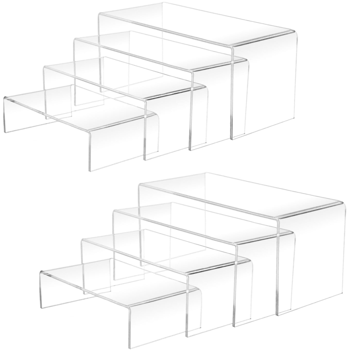 Cerpourt 8 Pcs Acrylic Display Risers(8.5",8",7.5",7") ,Clear Product Stand,Cupcakes Holder Dessert Display Transparent Showcase Stands, Candy Bar Risers, Acrylic Lifts Display for Figures