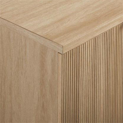 Walker Edison Reema Fluted 4-Door Kitchen Sideboard Buffet Console, 69 Inch, Coastal Oak
