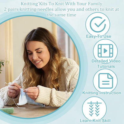 WEBEEDY 4 Sets Socks Knitting Kit Complete DIY Knitting Set with Premium Yarn and Detailed Instruction for Adults Beginner,Easy to Use Socks Knitting Starter Pack Crochet Supplies Craft Set