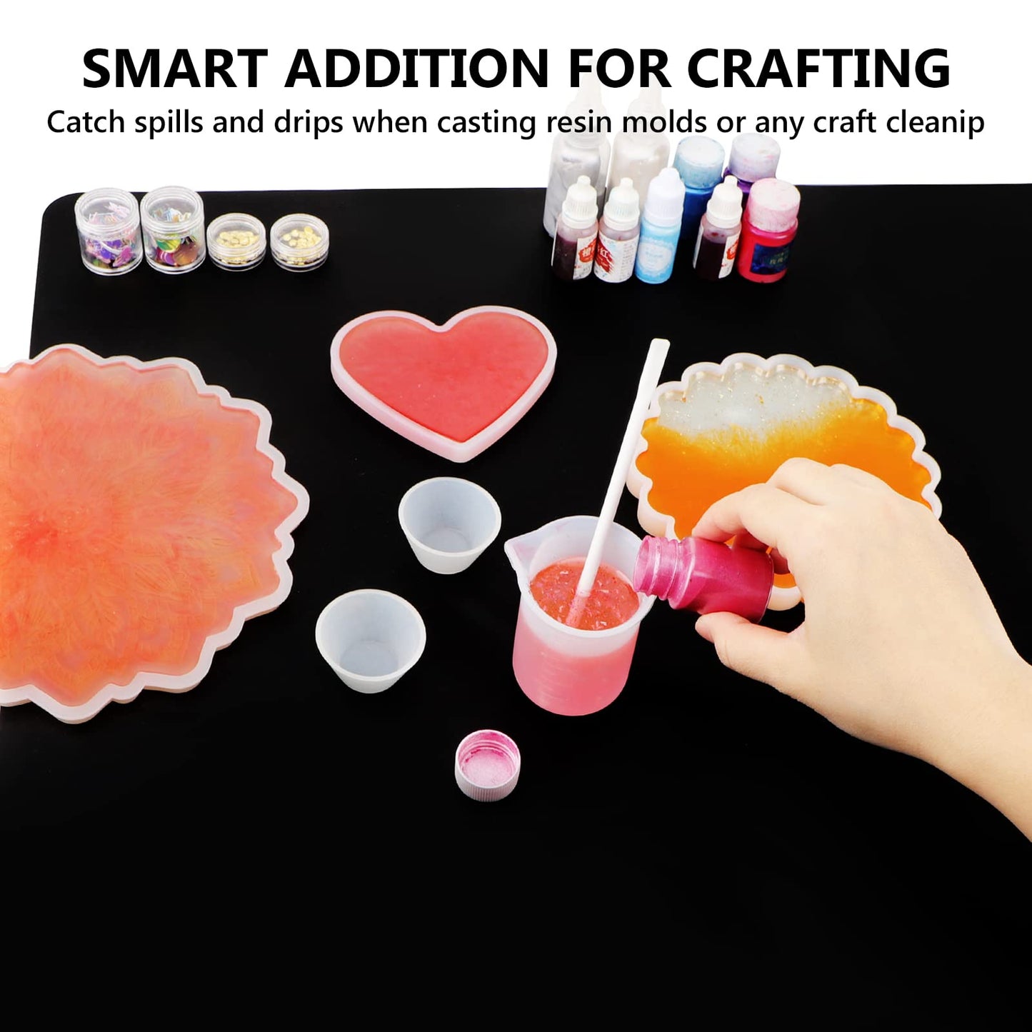 Gartful Oversize Silicone Mat for Crafts, 31.5 x 23.6 inches 1.2mm Thick Silicone Craft Pad for Jewelry Casting Resin Molds, Countertop Protector, Nonstick Placemat, Counter Table Mat, Black