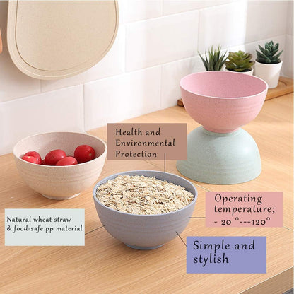 Lnrkai 5 PCS Pink Cereal Bowls, 24 OZ Unbreakable Wheat Straw Bowls - Modern Style, Dishwasher & Microwave Safe