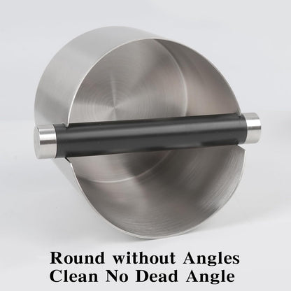 Stainless Steel Italian Espresso Tapping Box with Detachable Rod & Anti-Slip Rubber Base (Silver-S)