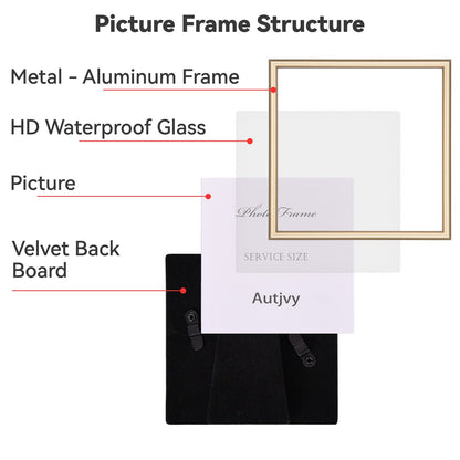 Autjvy 5x5 Picture Frames Gold - Brushed Brass Modern Simple Thin Aluminum Metal Photo Frame with HD Real Glass, Display for Tabletop and Wall Collage. (2 Pack)