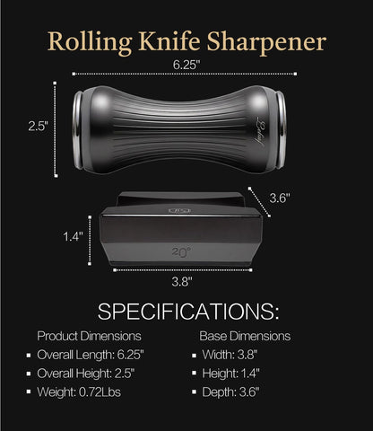 Lebof Rolling Knife Sharpener with Diamond Disc, Magnetic Base with 4 Sharpening Angles, Aluminum Alloy Body, Anti-Slip