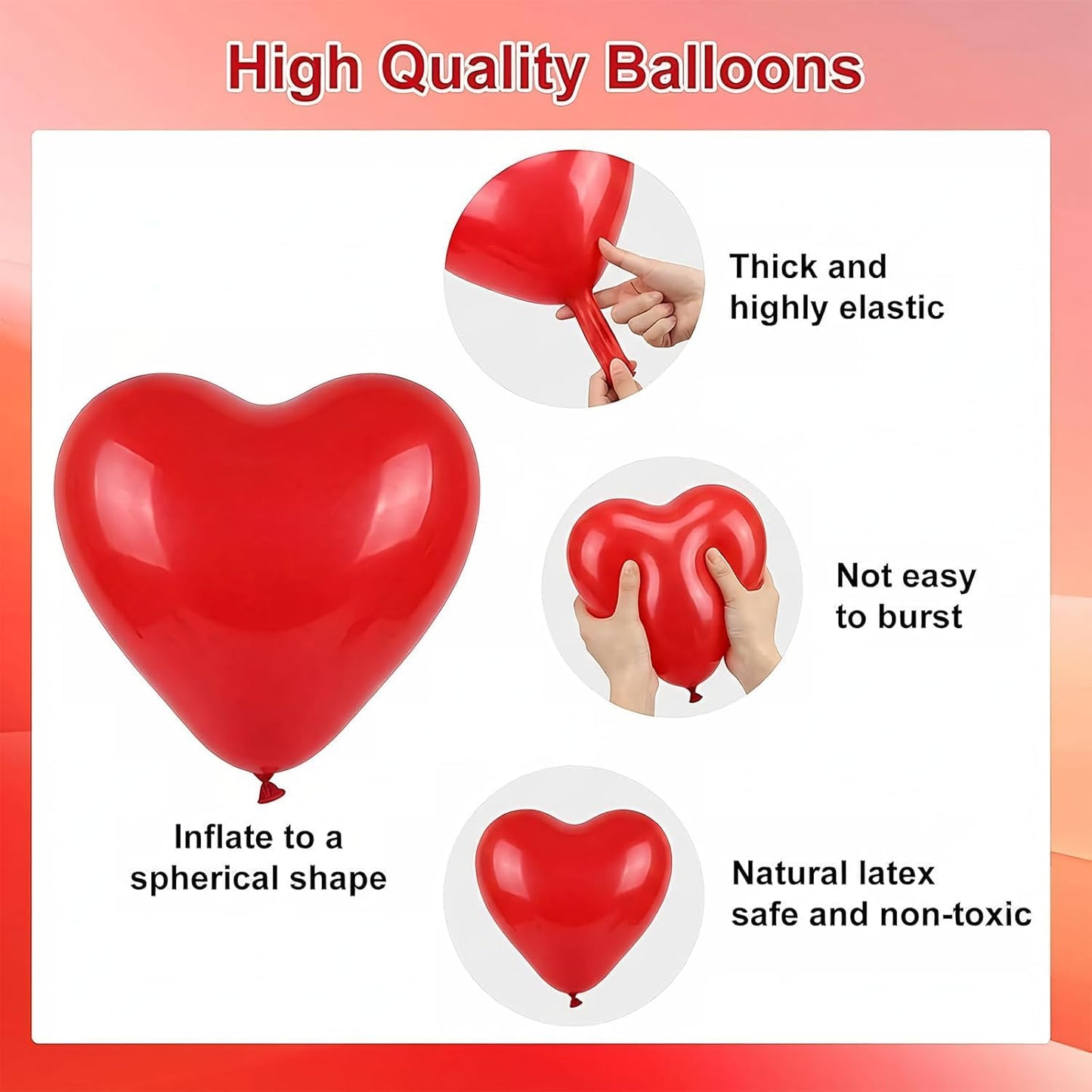 Heart Shape Latex Balloons, 12 Inch 30 Pcs Romantic Valentine Balloons Kit, Pink Heart Balloons And Red Heart Balloons, Used For Valentine's Day Birthdays, Wedding Anniversaries, And Weddings